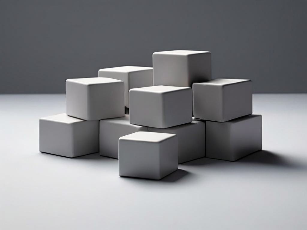 Stacked blank storage sleeves and compact backup blocks on a gray surface, soft side light.